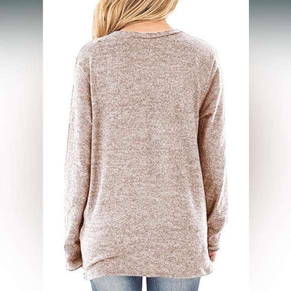 NIASHOT Soft Criss Cross V Neck Long Sleeve Loose Fit Tunic Top - Picture 6 of 6